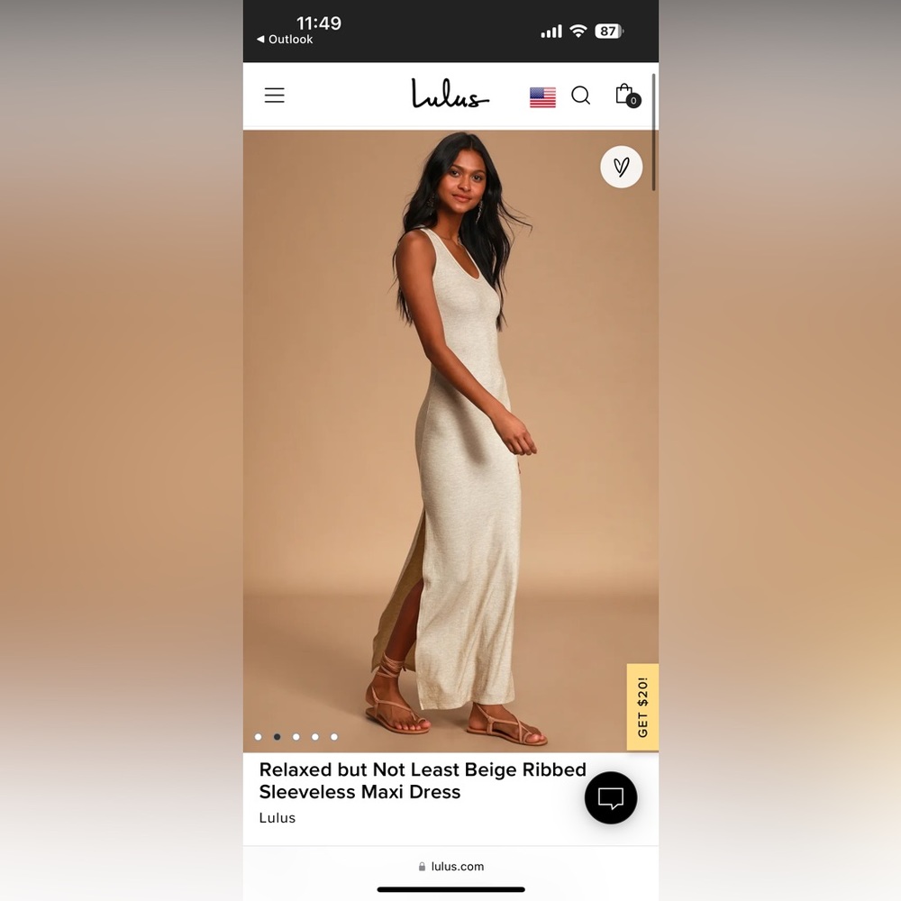 Lulus Dress, Style: Relaxed but Not Least Beige Ribbed Sleeveless Maxi Dress